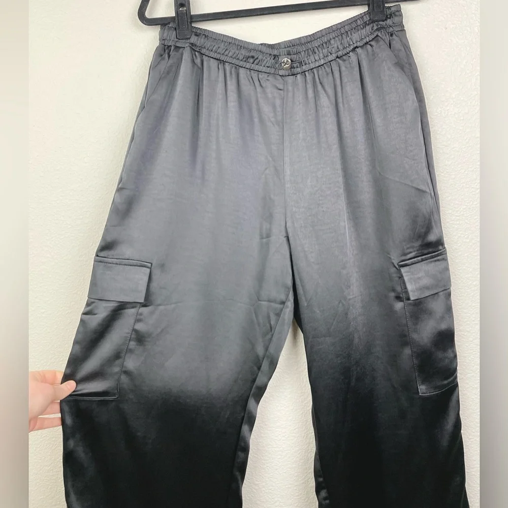 REVOLVE Superdown Women's Large Black Rita Cargo Pant Satin Pockets Drawstring - Picture 4 of 16